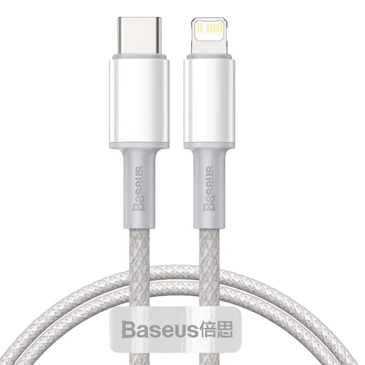 Baseus Cabo Trançado USB Tipo C para Lightning Apple 20W 1m Branco