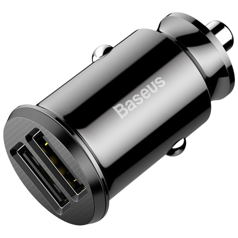 Baseus Carregador de Carro Duplo USB 3.1A Small Rice Grain Preto
