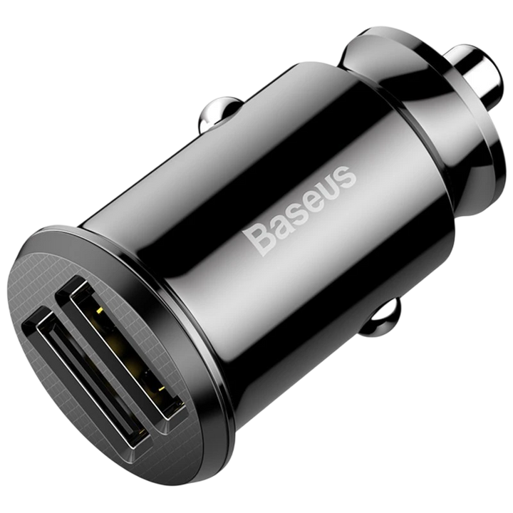 Baseus Carregador de Carro Duplo USB 3.1A Small Rice Grain Preto