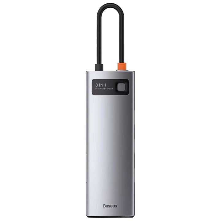 Baseus Hub Metal Gleam 8 em 1 Type-C 3x USB 3.0 PD HDMI RJ45 SD Leitor de cartão microSD