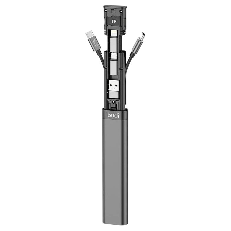 Adaptador de cartão multifuncional universal Budi 9 em 1 Preto