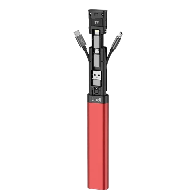 Adaptador de cartão multifuncional universal Budi 9 em 1 vermelho