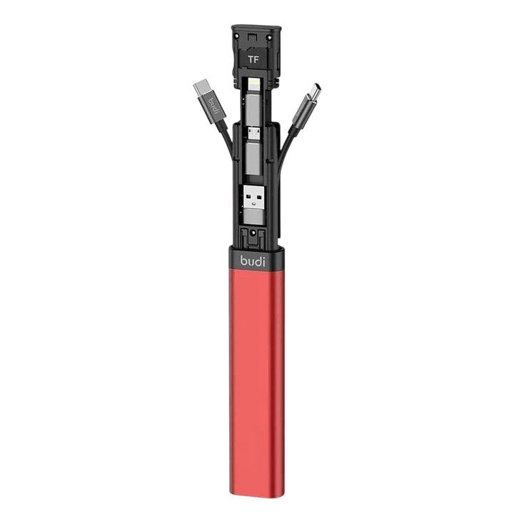 Adaptador de cartão multifuncional universal Budi 9 em 1 vermelho