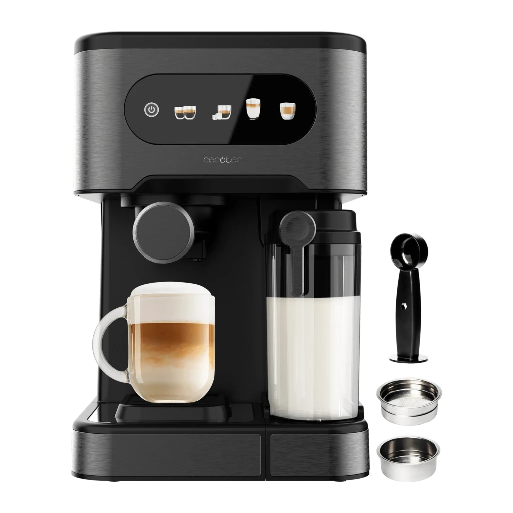 Cecotec Power Espresso 20 ColdBrew Latte 1,5L Depósito de leite 20 bar Preto 1350W ecrã tátil Máquina de Café Expresso