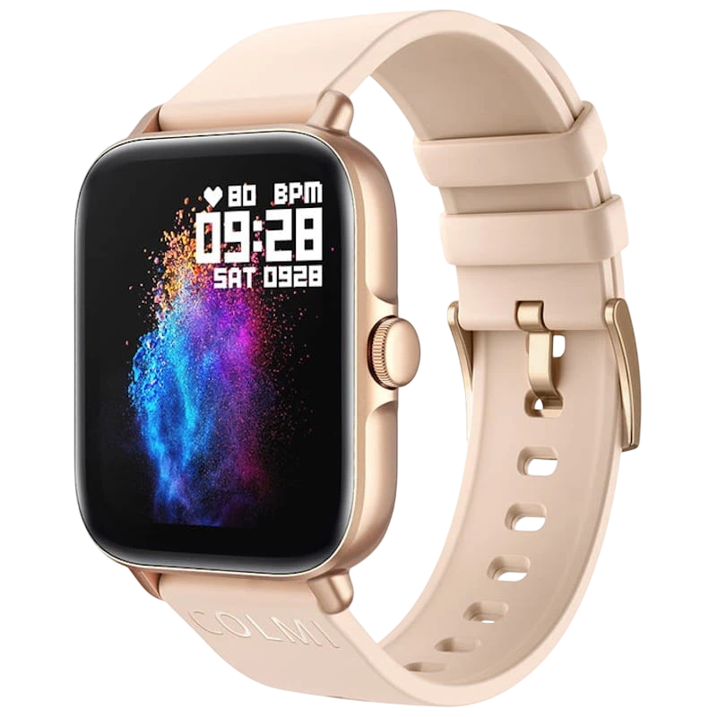 Colmi P28 Plus Dourado com Pulseira de Silicone Creme - Relógio Inteligente