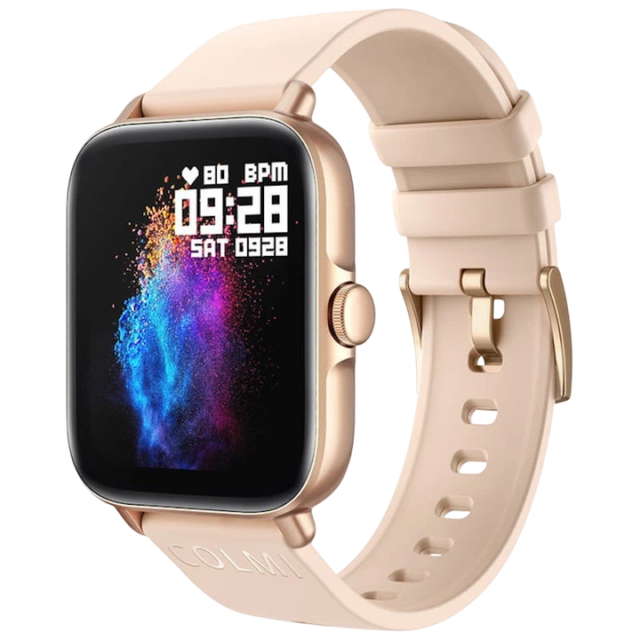 Colmi P28 Plus Dourado com Pulseira de Silicone Creme - Relógio Inteligente