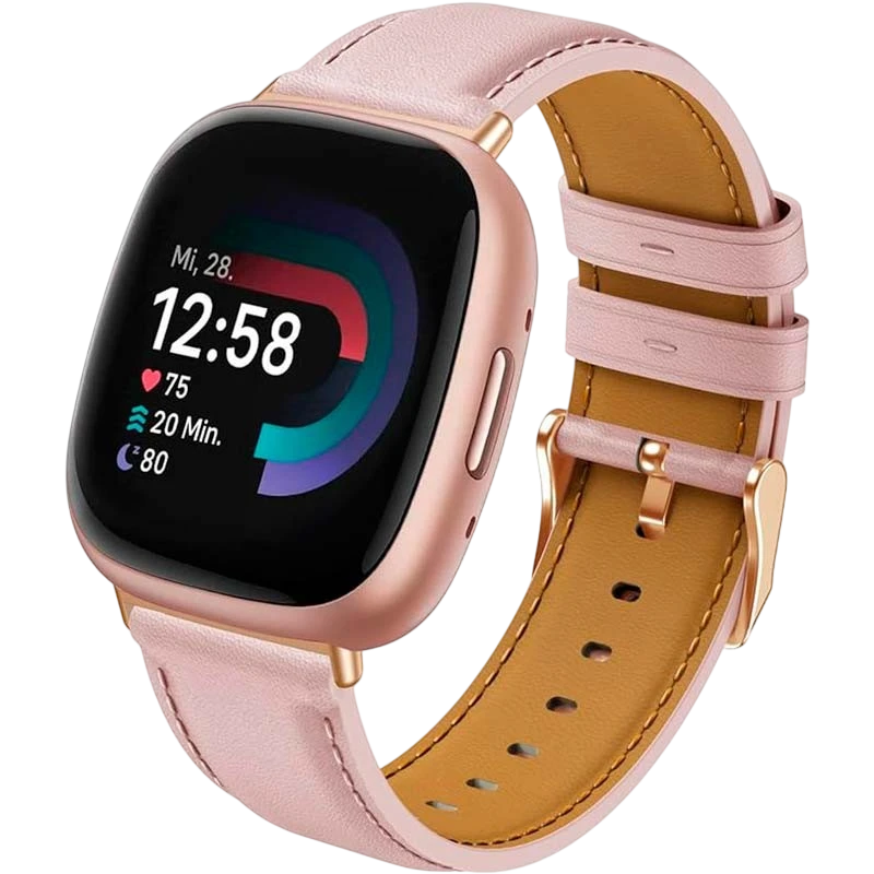 Pulseira Fitbit Versa 3 / Versa 4 Couro Rosa