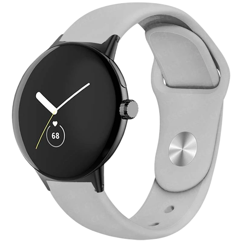 Pulseira Universal Elegance Silicone 20mm Cinzento para Smartwatch Xiaomi/Amazfit/Samsung/Huawei/Realme/Ticwatch