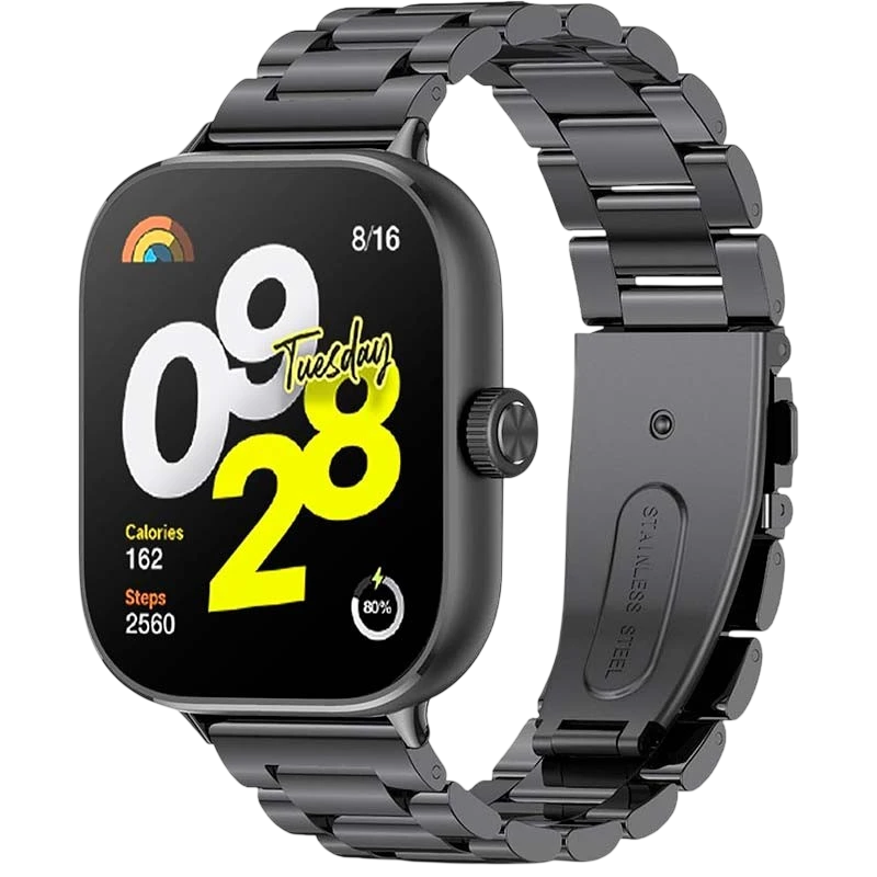 Pulseira Metal Elos Xiaomi Mi Smart Band 9 Pro / Band 8 Pro / Redmi Watch 4 / Redmi Watch 5 / Redmi Watch 6 / Xiaomi Smart Band 10 Pro Preto