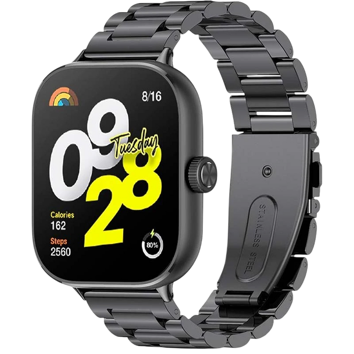 Pulseira Metal Elos Xiaomi Mi Smart Band 9 Pro / Band 8 Pro / Redmi Watch 4 / Redmi Watch 5 / Redmi Watch 6 / Xiaomi Smart Band 10 Pro Preto