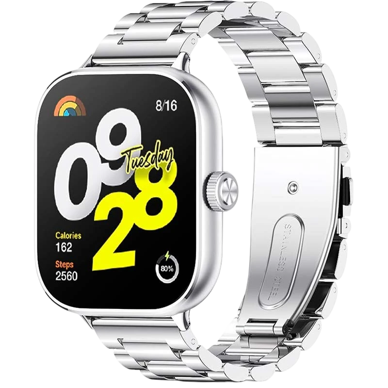 Pulseira Metal Elos Xiaomi Mi Smart Band 9 Pro / Band 8 Pro / Redmi Watch 4 / Redmi Watch 5 / Redmi Watch 6 / Xiaomi Smart Band 10 Pro Prateado