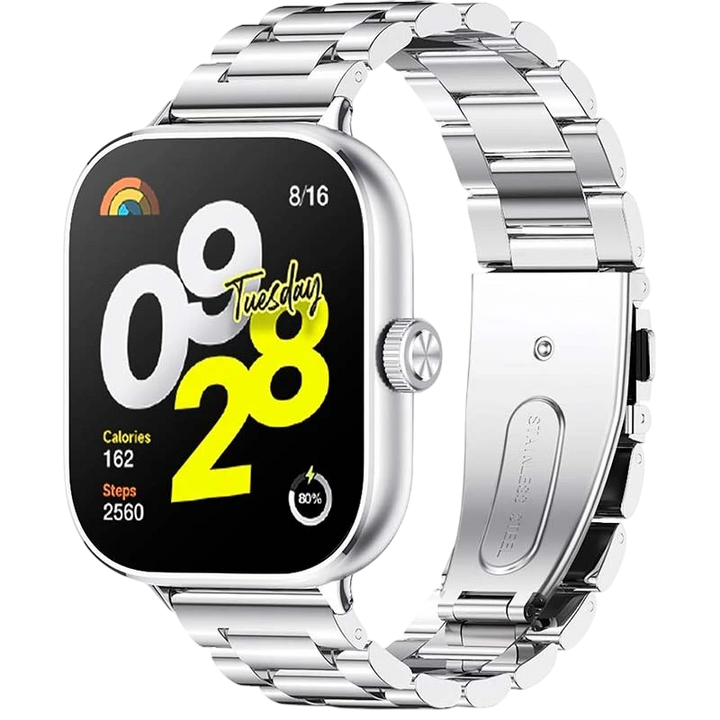 Pulseira Metal Elos Xiaomi Mi Smart Band 9 Pro / Band 8 Pro / Redmi Watch 4 / Redmi Watch 5 / Redmi Watch 6 / Xiaomi Smart Band 10 Pro Prateado