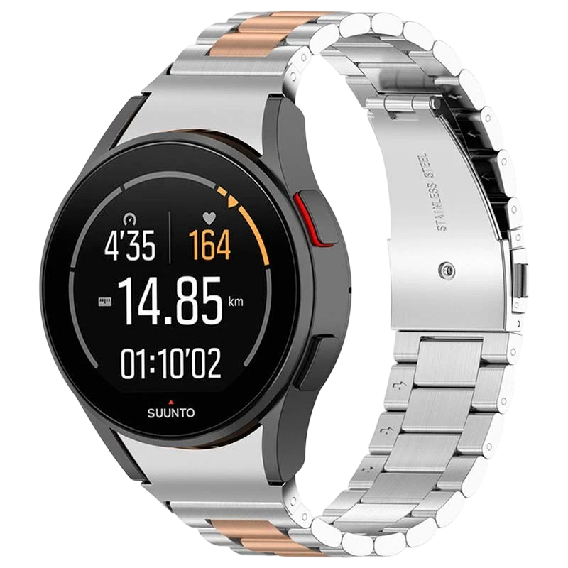 Pulseira Metal Elos Samsung Galaxy Watch 4/5/6 Prateado+Dourado Rosa