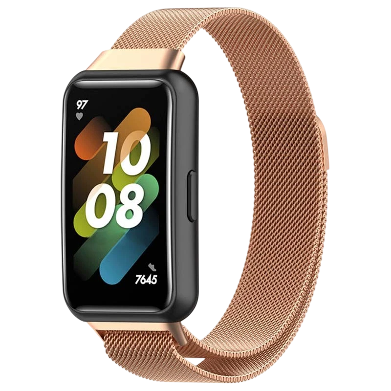 Pulseira Huawei Band 7 Milanesa Magnética Dourado Rosa