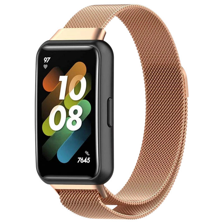 Pulseira Huawei Band 7 Milanesa Magnética Dourado Rosa