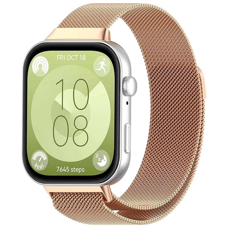 Pulseira Milanesa Magnética Huawei Watch Fit 3 Dourado Rosa