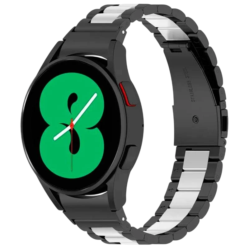 Pulseira Metal Elos Samsung Galaxy Watch 4/5/6 Preto+Prateado