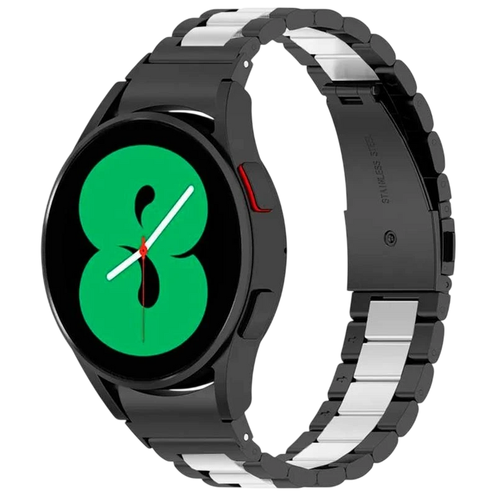 Pulseira Metal Elos Samsung Galaxy Watch 4/5/6 Preto+Prateado