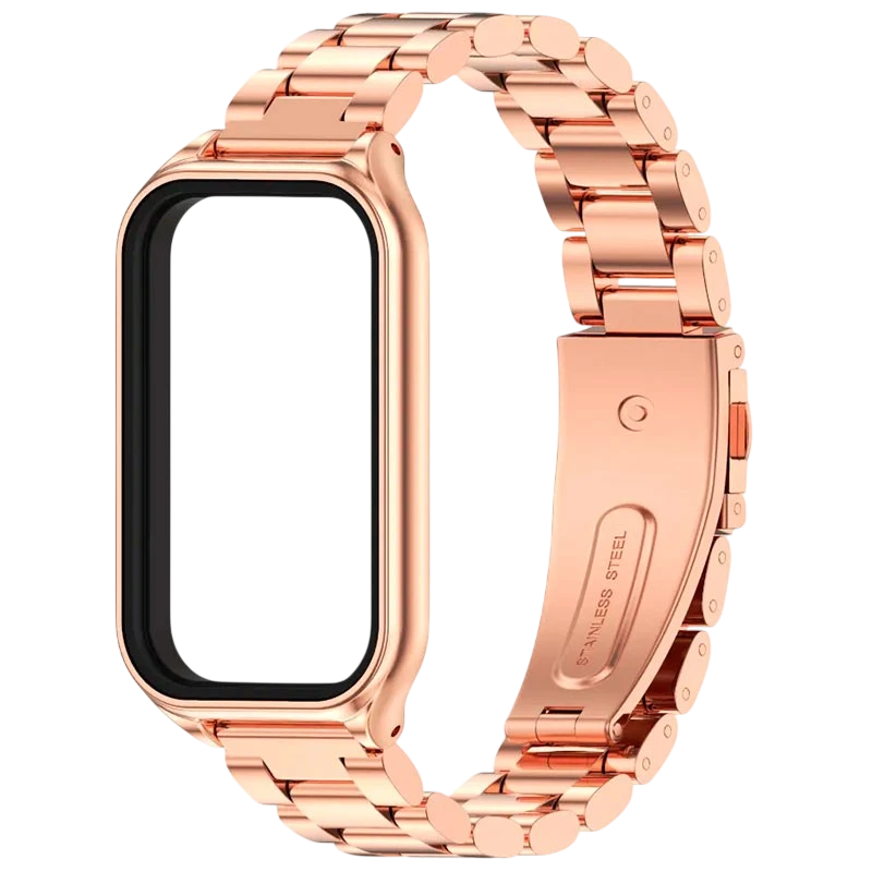 Pulseira Metal Elos Xiaomi Mi Smart Band 8 Active / Redmi Smart Band 2 Dourado Rosa