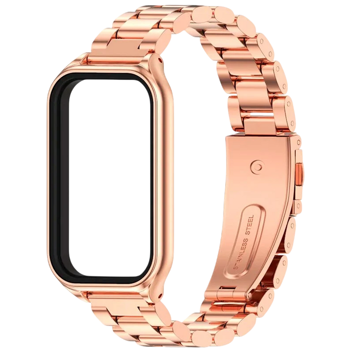 Pulseira Metal Elos Xiaomi Mi Smart Band 8 Active / Redmi Smart Band 2 Dourado Rosa