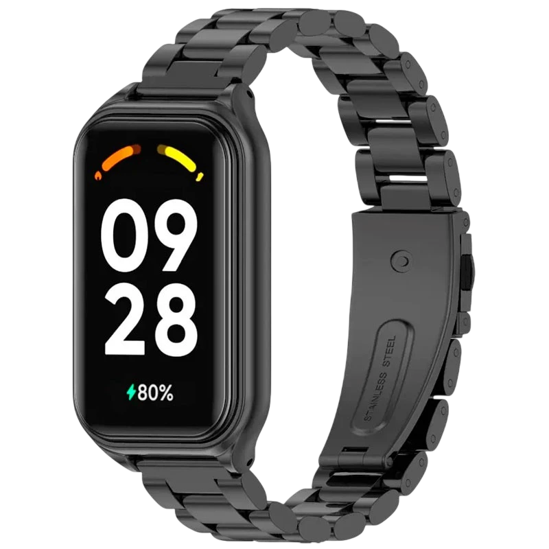 Pulseira Metal Elos Xiaomi Mi Smart Band 8 Active / Redmi Smart Band 2 Preto