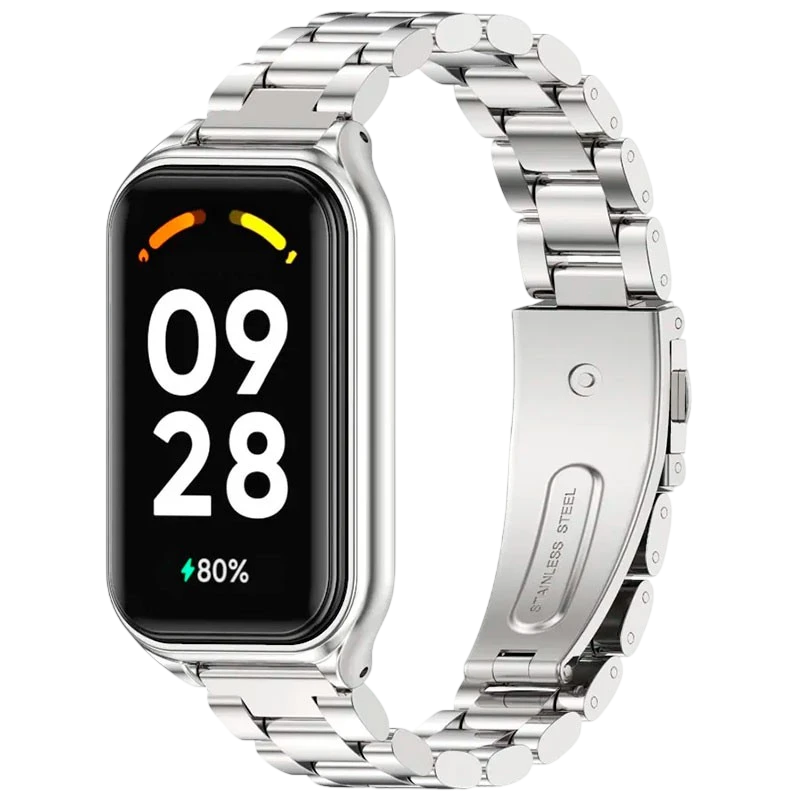 Pulseira Metal Elos Xiaomi Mi Smart Band 8 Active / Redmi Smart Band 2 Prateado