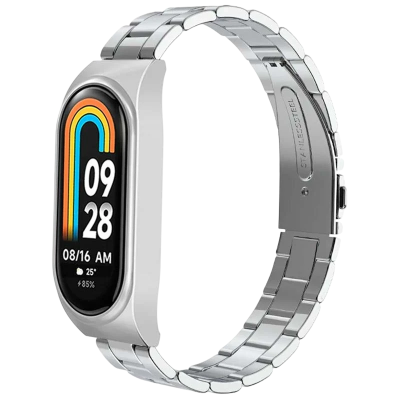 Pulseira Metal Elos Xiaomi Mi Smart Band 9 / Mi Smart Band 8 Prateado