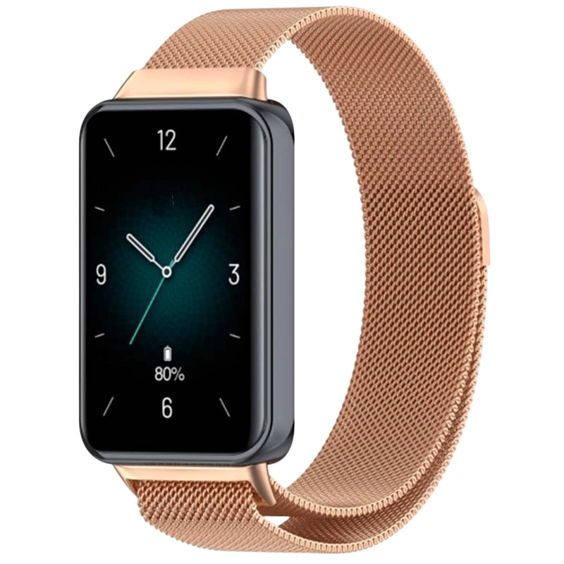 Pulseira Milanesa Magnética Huawei Band 8 / Huawei Band 9 / Honor Band 9 Dourado Rosa
