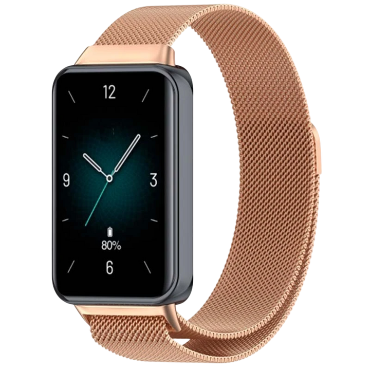 Pulseira Milanesa Magnética Huawei Band 8 / Huawei Band 9 / Honor Band 9 Dourado Rosa