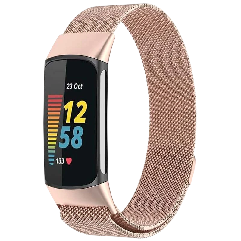 Pulseira Milanesa Magnética Fitbit Charge 5 / Charge 6 Champanhe