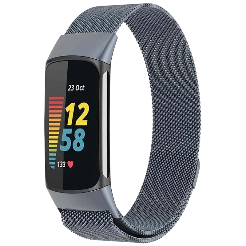 Pulseira Milanesa Magnética Fitbit Charge 5 / Charge 6 Cinzento