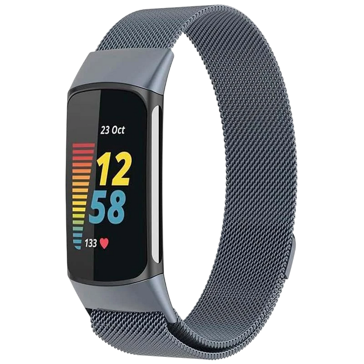 Pulseira Milanesa Magnética Fitbit Charge 5 / Charge 6 Cinzento