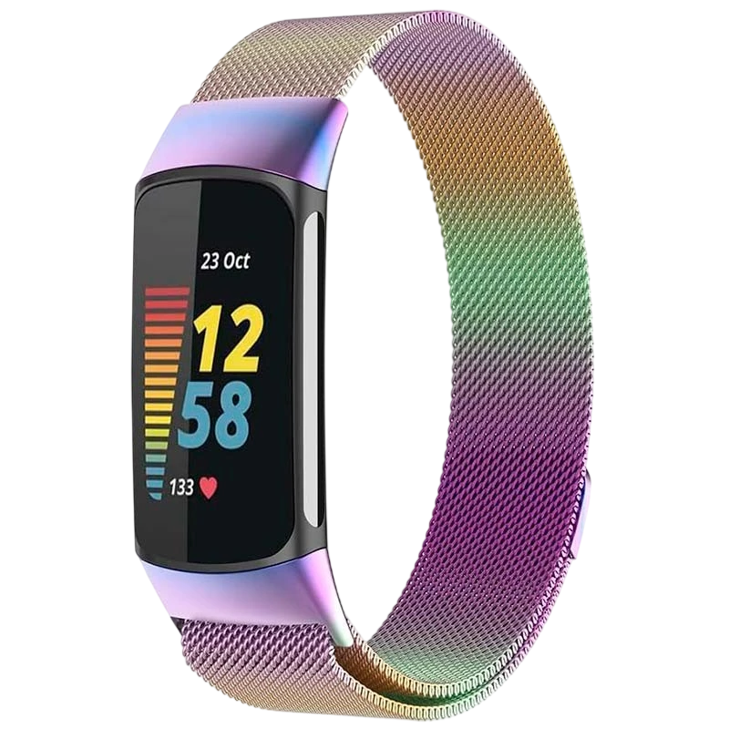 Pulseira Milanesa Magnética Fitbit Charge 5 / Charge 6 Multicolorida