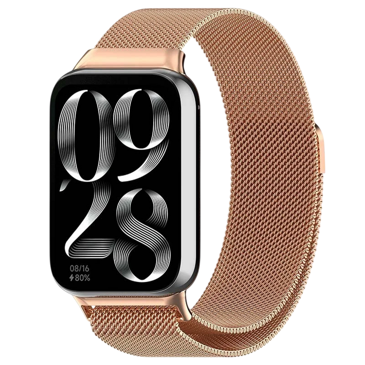 Pulseira Milanesa Magnética Xiaomi Mi Smart Band 9 Pro / Band 8 Pro / Redmi Watch 4 / Redmi Watch 5 / Redmi Watch 6 / Xiaomi Smart Band 10 Pro Dourado Rosa