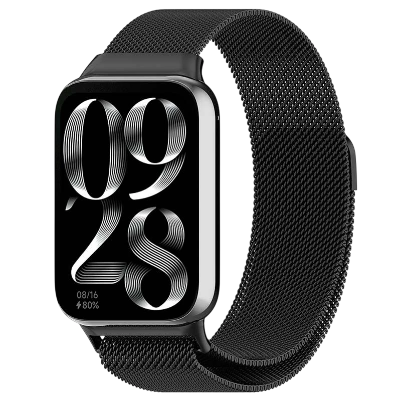 Pulseira Milanesa Magnética Xiaomi Mi Smart Band 9 Pro / Band 8 Pro / Redmi Watch 4 / Redmi Watch 5 / Redmi Watch 6 / Xiaomi Smart Band 10 Pro Preto