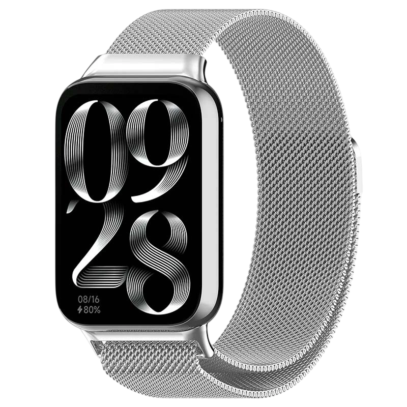 Pulseira Milanesa Magnética Xiaomi Mi Smart Band 9 Pro / Band 8 Pro / Redmi Watch 4 / Redmi Watch 5 / Redmi Watch 6 / Xiaomi Smart Band 10 Pro Prateado