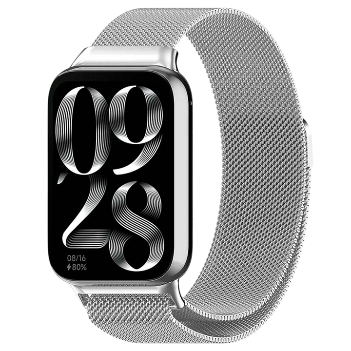 Pulseira Milanesa Magnética Xiaomi Mi Smart Band 9 Pro / Band 8 Pro / Redmi Watch 4 / Redmi Watch 5 / Redmi Watch 6 / Xiaomi Smart Band 10 Pro Prateado