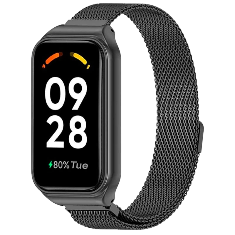 Pulseira Milanesa Magnética Xiaomi Mi Smart Band 8 Active / Redmi Smart Band 2 Preto