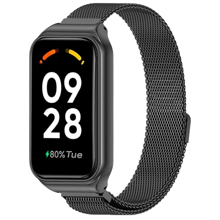 Pulseira Milanesa Magnética Xiaomi Mi Smart Band 8 Active / Redmi Smart Band 2 Preto