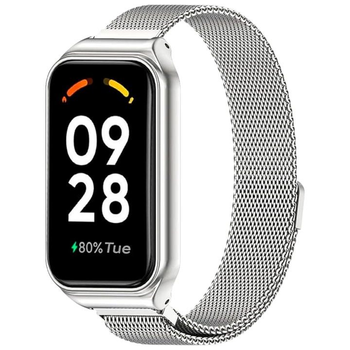 Pulseira Milanesa Magnética Xiaomi Mi Smart Band 8 Active / Redmi Smart Band 2 Prateado