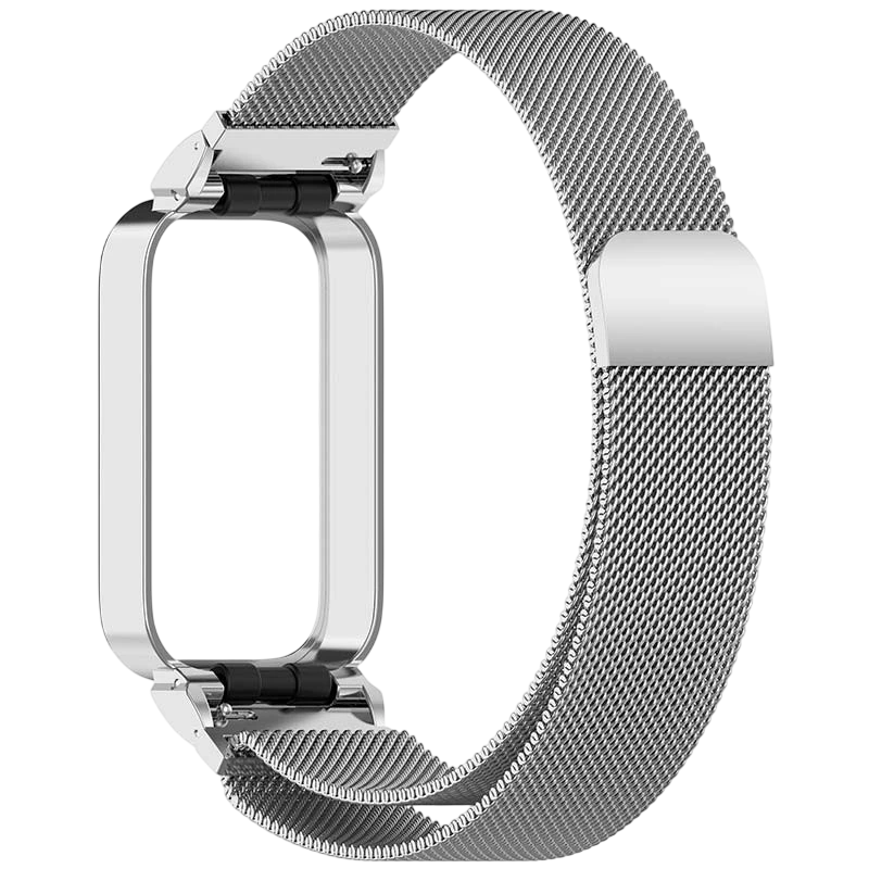 Pulseira Milanesa Magnética Xiaomi Mi Smart Band 9 Active / Redmi Smart Band 3 Prateado