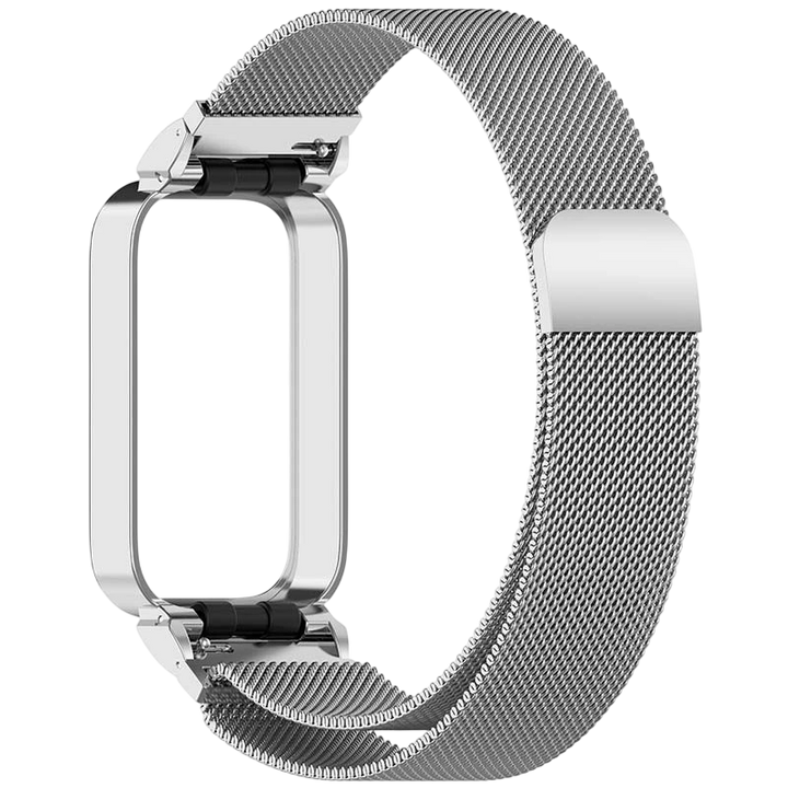 Pulseira Milanesa Magnética Xiaomi Mi Smart Band 9 Active / Redmi Smart Band 3 Prateado