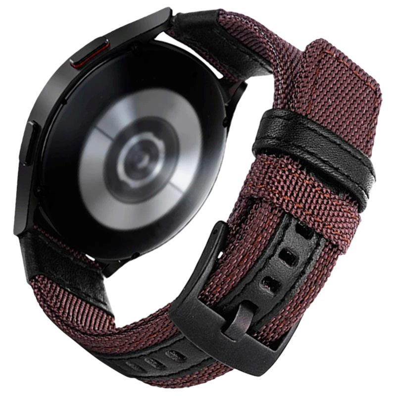 Pulseira Universal Nylon Ajustável 22mm Café para Smartwatch Xiaomi/Amazfit/Samsung/Huawei/Realme/Ticwatch