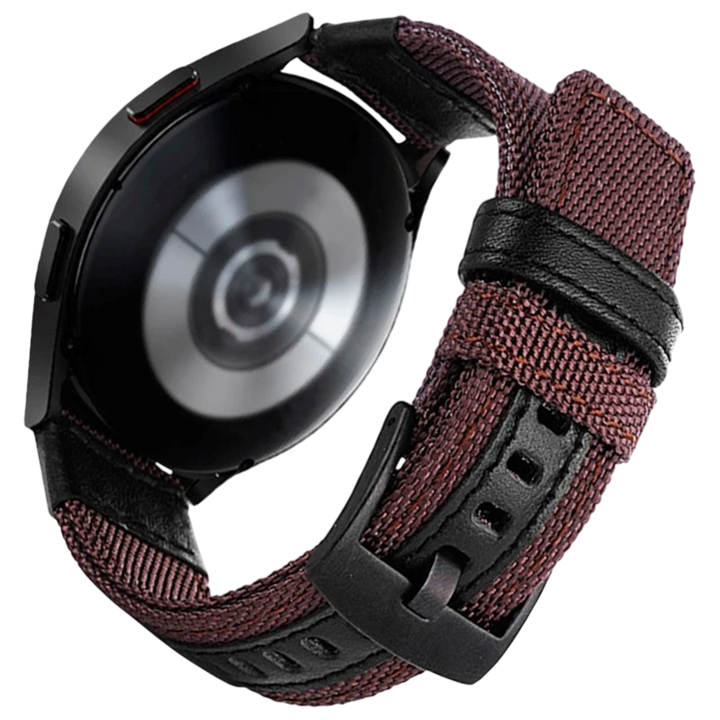 Pulseira Universal Nylon Ajustável 22mm Café para Smartwatch Xiaomi/Amazfit/Samsung/Huawei/Realme/Ticwatch