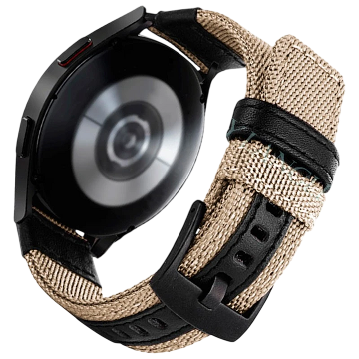 Pulseira Universal Nylon Ajustável 20mm Cáqui para Smartwatch Xiaomi/Amazfit/Samsung/Huawei/Realme/Ticwatch