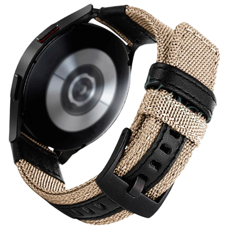 Pulseira Universal Nylon Ajustável 22mm Cáqui para Smartwatch Xiaomi/Amazfit/Samsung/Huawei/Realme/Ticwatch