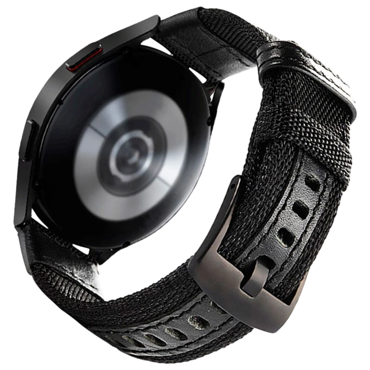 Pulseira Universal Nylon Ajustável 20mm Preta para Smartwatch Xiaomi/Amazfit/Samsung/Huawei/Realme/Ticwatch