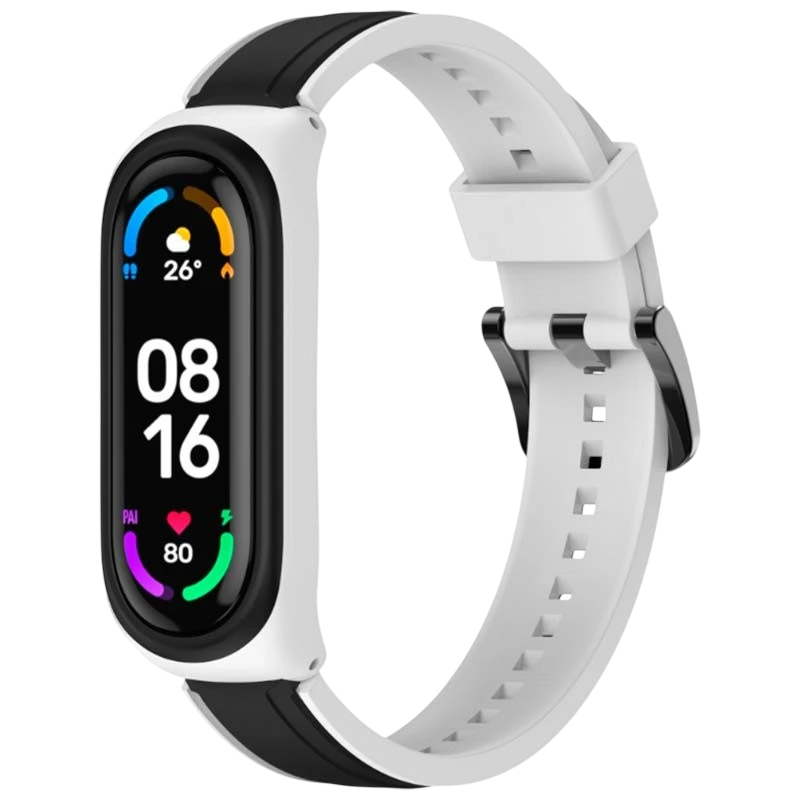 Pulseira Xiaomi Mi Smart Band 6 / Mi Band 5 / Amazfit Band 5 Dual Color Branco+Preto