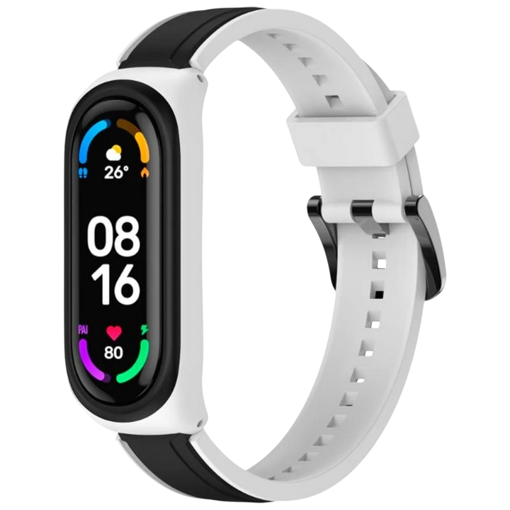 Pulseira Xiaomi Mi Smart Band 6 / Mi Band 5 / Amazfit Band 5 Dual Color Branco+Preto