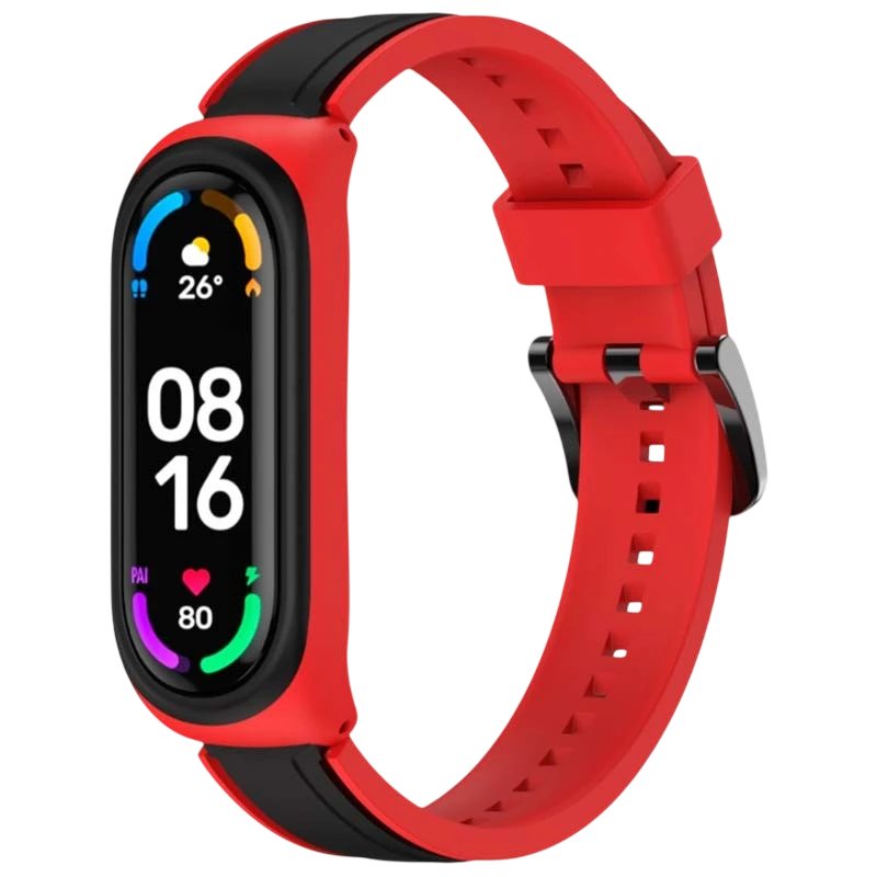 Pulseira Xiaomi Mi Smart Band 6 / Mi Band 5 / Amazfit Band 5 Dual Color Preto+Vermelho